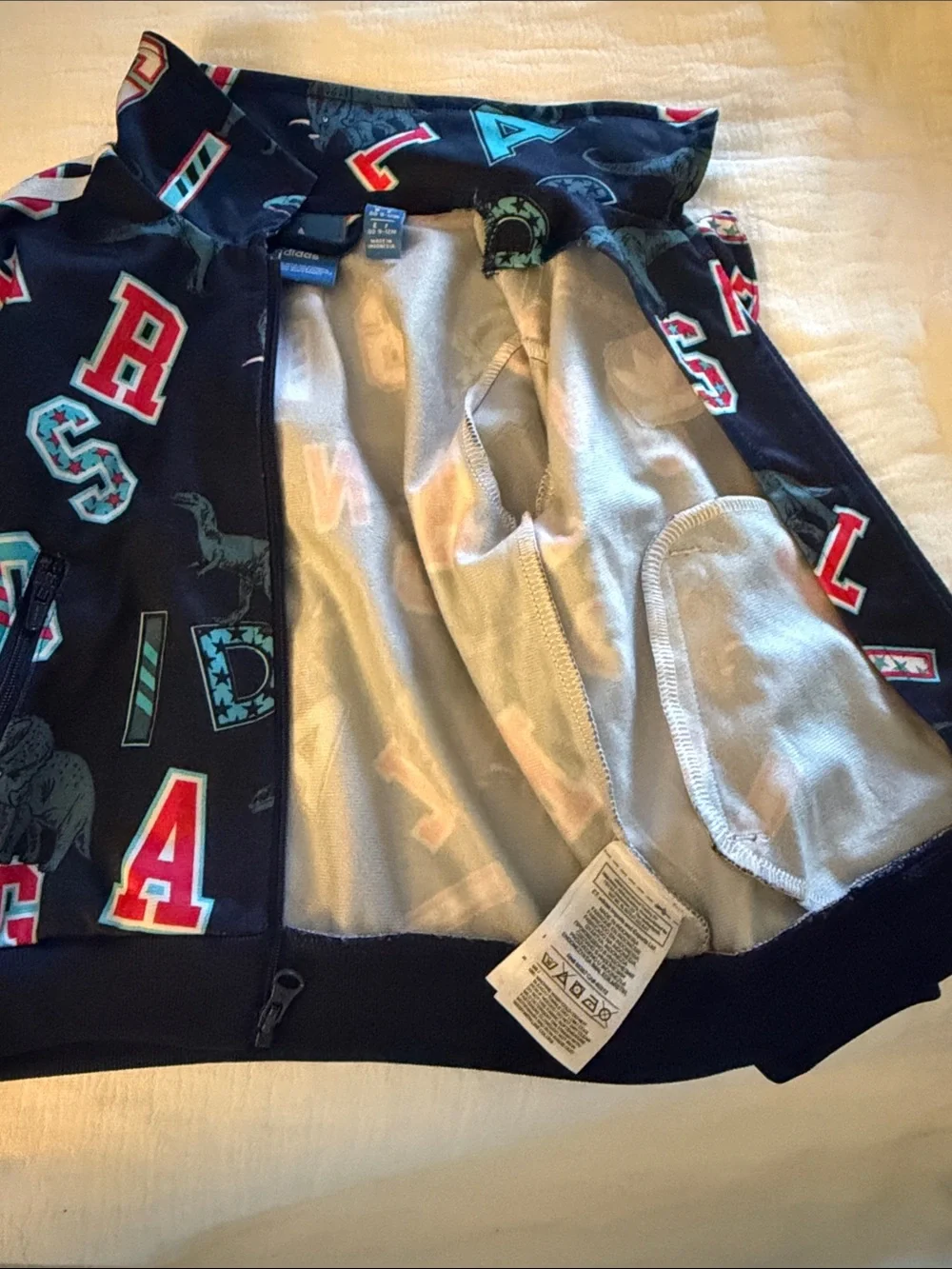 ADIDAS Track Jacket with Dinosaurs Jurassic Park- EUC- Girls/Boys 12Months